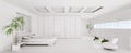 Interior of white bedroom panorama 3d render Royalty Free Stock Photo