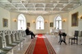 The interior of the white hall of the chapel of the Priory Palace in Gatchina