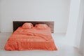 The Interior of the white room with a bed with red Royalty Free Stock Photo
