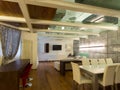 Interior, wide loft, dining room Royalty Free Stock Photo