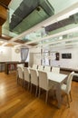 Interior, wide loft, dining room Royalty Free Stock Photo