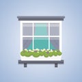 Interior window vector illustration. Architecture design outdoor or exterior view Royalty Free Stock Photo