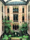 Interior windows at the Isabella Stewart Gardner Museum in Boston Massachusetts