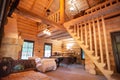 Interior of wood Chalet in mountains