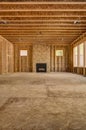 Interior wood frame construction new home Royalty Free Stock Photo