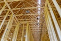 Interior with wood framing beam of new house under construction beam wood Royalty Free Stock Photo