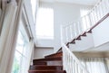 Interior wood stairs and handrail on background Royalty Free Stock Photo