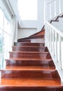 Interior wood stairs and handrail on background Royalty Free Stock Photo