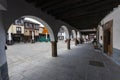 Interior of the wooden arcades in the square of the sculptor Aniceto Marinas, example of the typical and traditional architecture