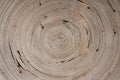 Interior of a wooden bowl with a hypnotizing spiral pattern. Royalty Free Stock Photo