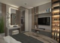 Interior Wooden Furnish for Luxury Master Bedroom Design Royalty Free Stock Photo