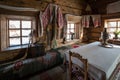 Interior of wooden house in Taltsy Architectural-Ethnographic Museum