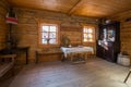 Interior of wooden house in Taltsy Architectural-Ethnographic Museum