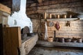 Interior of wooden house in Taltsy Architectural-Ethnographic Museum