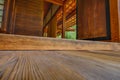 Interior wooden panels floors and walls of the Shofuso Japanese Royalty Free Stock Photo