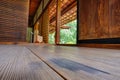 Interior wooden panels floors and walls of the Shofuso Japanese Royalty Free Stock Photo