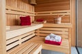 Interior of a wooden sauna