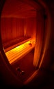 Interior of a Wooden Sauna Royalty Free Stock Photo