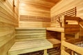 Interior of a wooden sauna