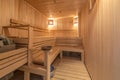 Interior wooden traditional Russian sauna