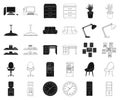 Interior of the workplace black,outline icons in set collection for design. Office furniture vector symbol stock web