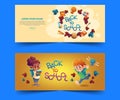 cartoon back school horizontal banners set vector design Royalty Free Stock Photo