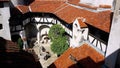 Interior yard of the Bran castle known as Dracula`s castle, Romania