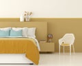 Interior of a yellow bedroom