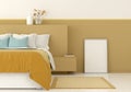 Interior of a yellow bedroom with frame Royalty Free Stock Photo