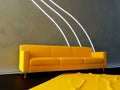 Interior - Yellow couch and neon wave