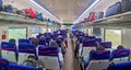 Interiors of air-conditioned chair car coach of Vande Bharat or Train 18 express train