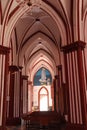 Interiors of Basilica of the Sacred Heart of Jesus - ancient architecture - Indian Church - Pondicherry religious pilgrim trip Royalty Free Stock Photo