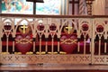 Interiors of Basilica of the Sacred Heart of Jesus - ancient architecture - Indian Church - Pondicherry religious pilgrim trip Royalty Free Stock Photo