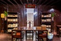 Interiors of Chinese wooden traditional buildings in Tianyige Library which is also called Building of Treasured Books, built in Royalty Free Stock Photo