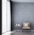 The interiors design idea of luxury lounge chair and living room and brick wall background Royalty Free Stock Photo