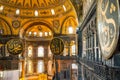 Interiors of Hagia Sophia, the former Greek Orthodox Christian patriarchal cathedral, later an Ottoman imperial mosque and now a