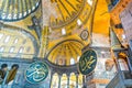 Interiors of Hagia Sophia, the former Greek Orthodox Christian patriarchal cathedral, later an Ottoman imperial mosque and now a