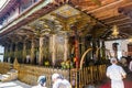 Interiors of hall of shrine of Sri Dalada Maligawa or the Temple of the Sacred Tooth Relic, a Buddhist temple in the city of Kandy Royalty Free Stock Photo