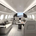 Interiors inside a private luxury business jet