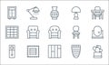 Interiors line icons. linear set. quality vector line set such as cactus, floor, grandfather clock, vase, mat, window, chair,