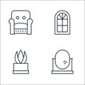 Interiors line icons. linear set. quality vector line set such as oval mirror, succulent, window