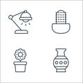 Interiors line icons. linear set. quality vector line set such as vase, flower pot, cactus