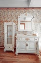 Interiors of new modern house. Bathroom. Vintage style. Royalty Free Stock Photo