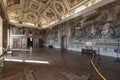Interiors of the Palazzo Farnese. One of the many large rooms beautifully frescoed.
