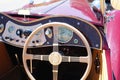 Interiors of the red MG TC car during the Naples Maine Blues Festival