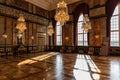 Interiors of royal halls in Christiansborg Palace in Copenhagen, Denmark