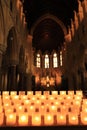 Interiors of St. Finbarr`s Cathedral - Candles lit - Irish religious tour - Ireland travel Royalty Free Stock Photo