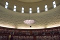 Interiour of large, circular library.