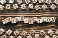 interjection - word from wooden blocks with letters Royalty Free Stock Photo