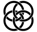 Interlace, interconnected, intersecting circles, rings abstract symbolic shape, icon